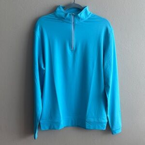 Peter Millar Perth Melange Performance Quarter-Zip Aqua Zip-Up Crown Sport Med.